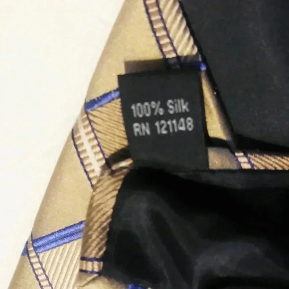 Michael Michael Kors Tan Blue Striped 100% Silk Tie - Picture 6 of 6